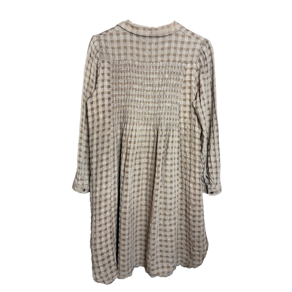 Cabbages & Roses Tunic UK 10 US 6 Tan Linen Cotton Lagenlook Oversize Button Top - Picture 8 of 14